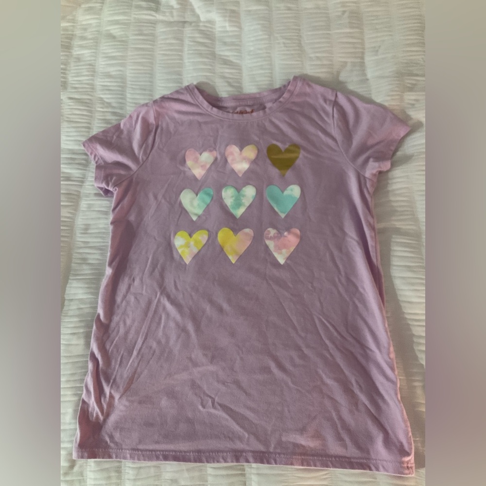 Girls purple shirt with hearts